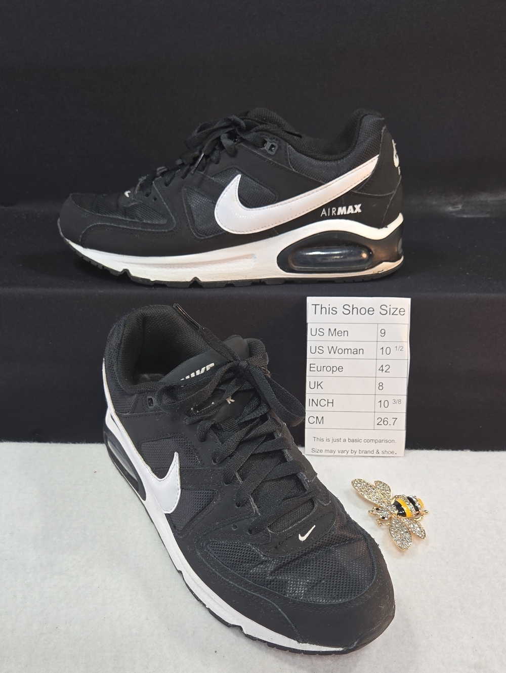Nike Air Max Command Black and White Running Sneakers Woman's Size 9 - Picture 1 of 11